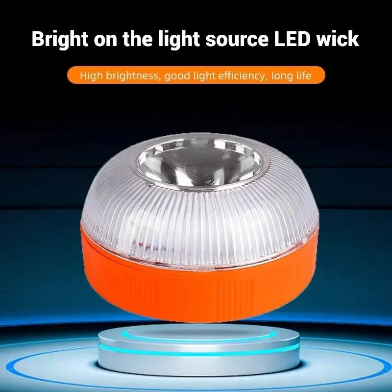 V16 Car warning strobe light, ultra-bright LED, night safety flashing light, strong magnet suction roof light, warning light