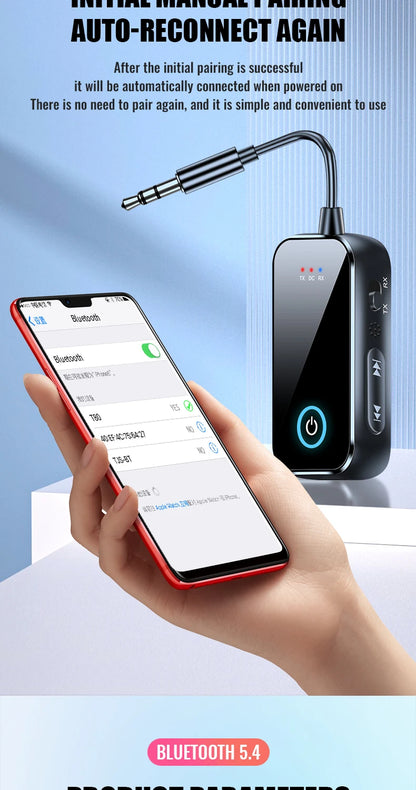 2 in 1 Bluetooth 5.4 Receiver Transmitter 3.5mm AUX Jack Airplane USB Dongle Wireless Audio Adapter For TV PC Speaker Car kit