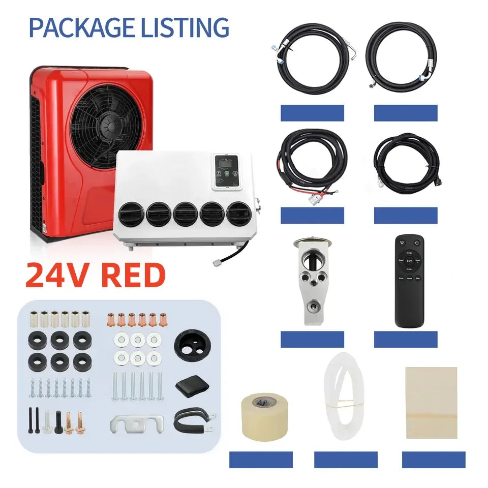 Treeligo Cooling Electric Car Split Air Conditioner 12V Parking Air Conditioning 24V For RV Truck Tractor Camper Van Motorhome