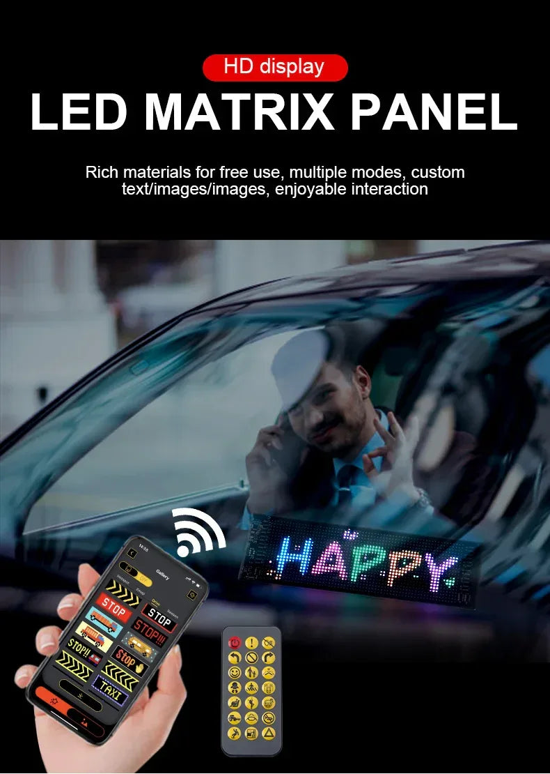 LED Scrolling Advertising Display RGB USB App Bluetooth DIY Devil Eye Overlength Matrix Pixel Panel Pattern Animation Display