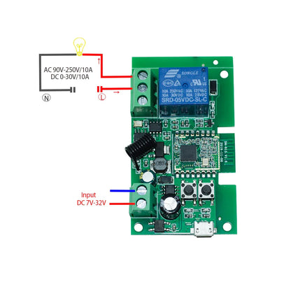 Zigbee Tuya 1CH Smart Relay Module Home Automation DC 5V 7-32V RF433Mhz Remote Control Motor Light Garage Switch Work With Alexa