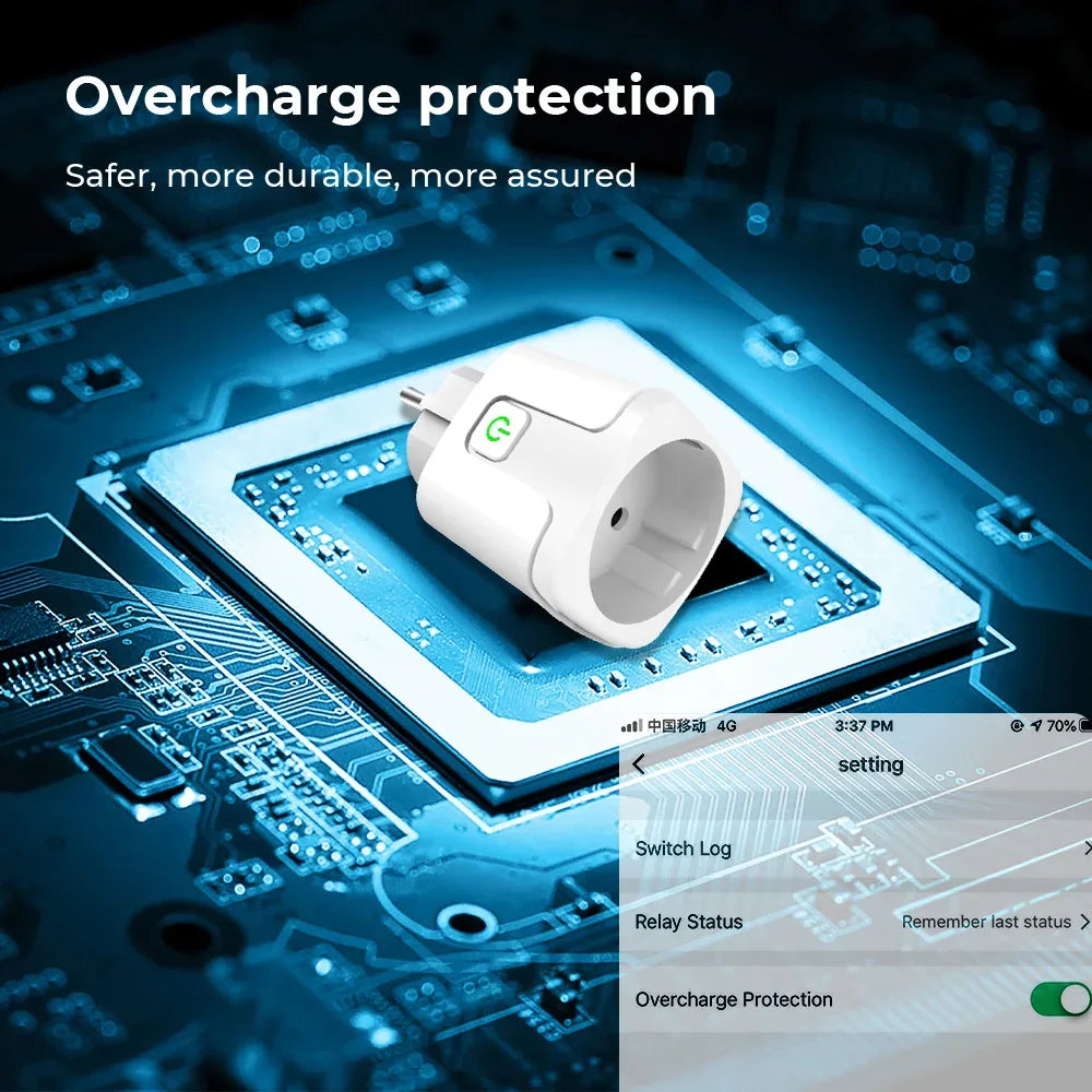 16/20A EU Smart Socket WiFi Smart Plug with Power Monitoring Timing Function Voice Control Works With Tuya APP Alexa Google Home