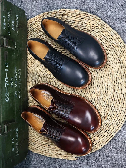 Durable Goodyear Edge Motorcycle Durable Traditional Boots Retro Oil Leather Red Punk Men's Cowhide Low Top Shoes