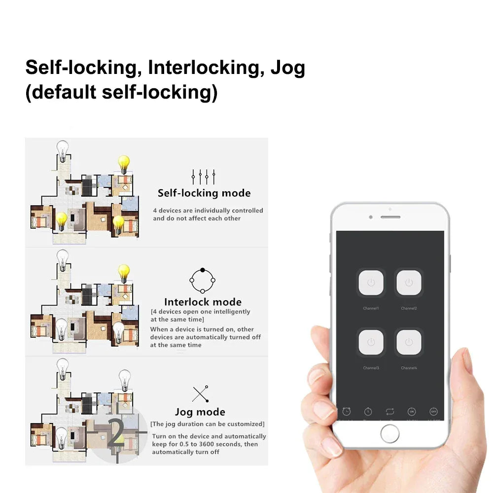 Tuya Smart Home 4CH Relay Module AC/DC 7-32V AC 220V 10A Wifi Switch 4 Channels RF433 Receiver Work With Vioce Alexa Google Home