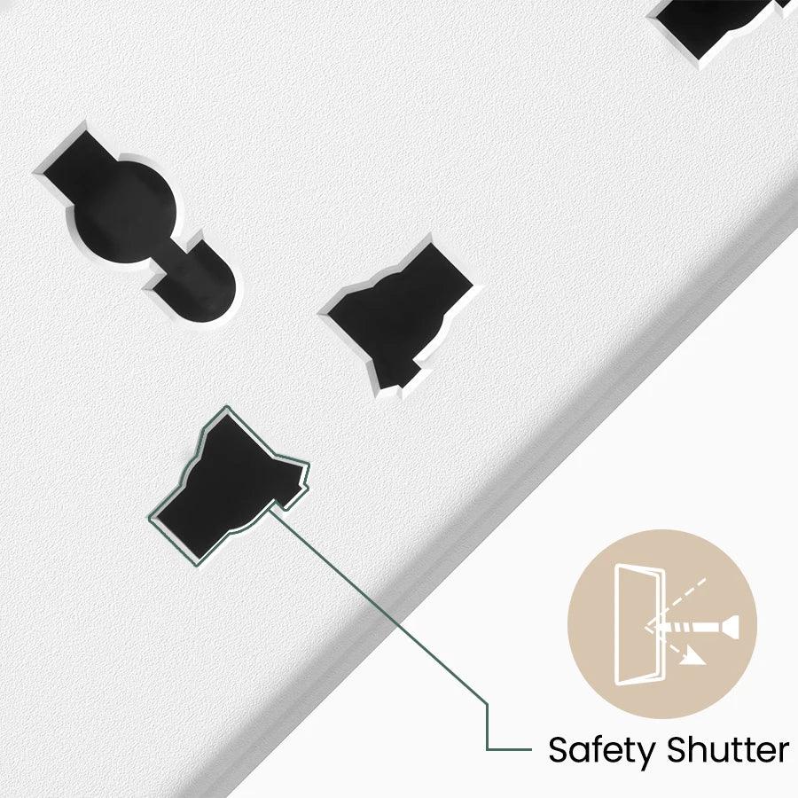 LENCENT Multi Plug Extension Socket with 4 Universal AC Outlets 3250W 13A Extension Plug Adapter with Switch for Home Office