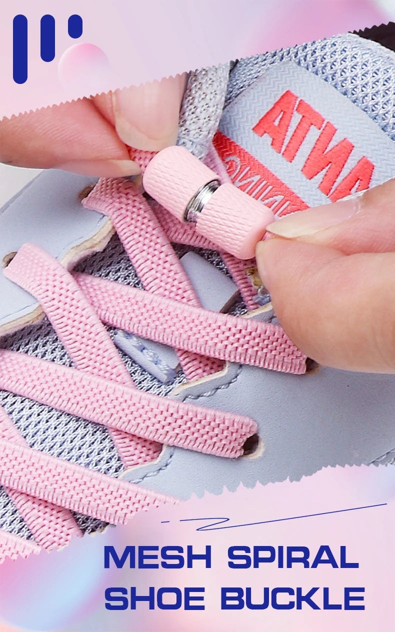 Metal Capsule Buckle Shoelaces without ties Sneaker Flats Elastic Laces Kids Adult Quick Lace On/Off Shoelace 1Pair/2Pair