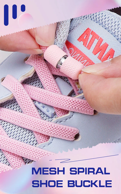 Metal Capsule Buckle Shoelaces without ties Sneaker Flats Elastic Laces Kids Adult Quick Lace On/Off Shoelace 1Pair/2Pair