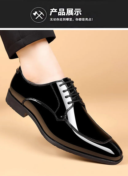 Business Men's Dress Shoes Patent Leather Trend Mens Party Shoe Soft Sole Casual Shoes Plus Size 38-48 Men Shoes High Quality