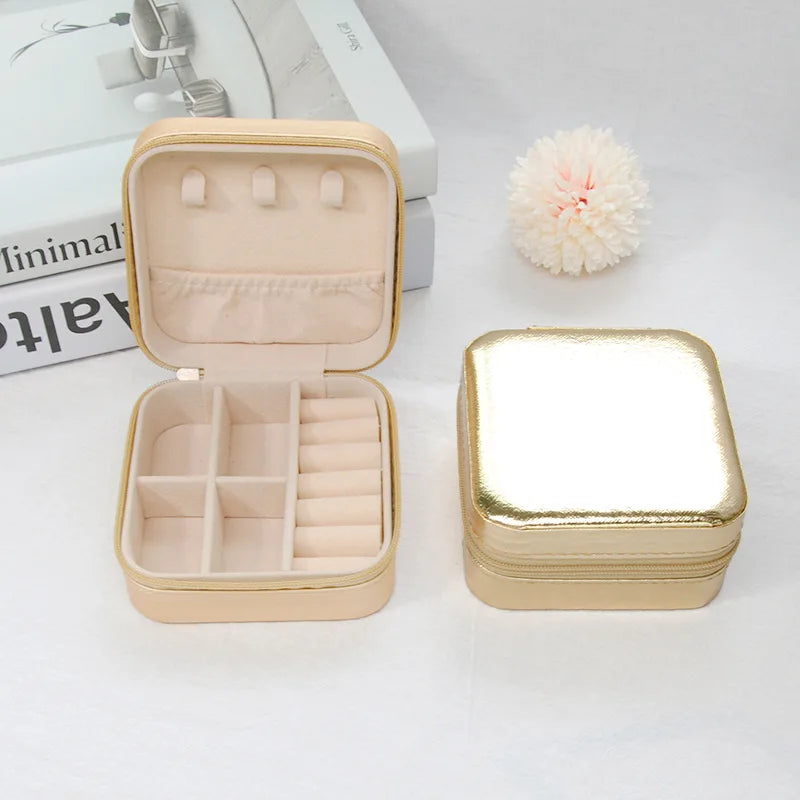 Jewelry Case Box Portable Small Travel Jewelry Organizer Necklace Earring Ring Storage Display Gift Box Travel Essentials