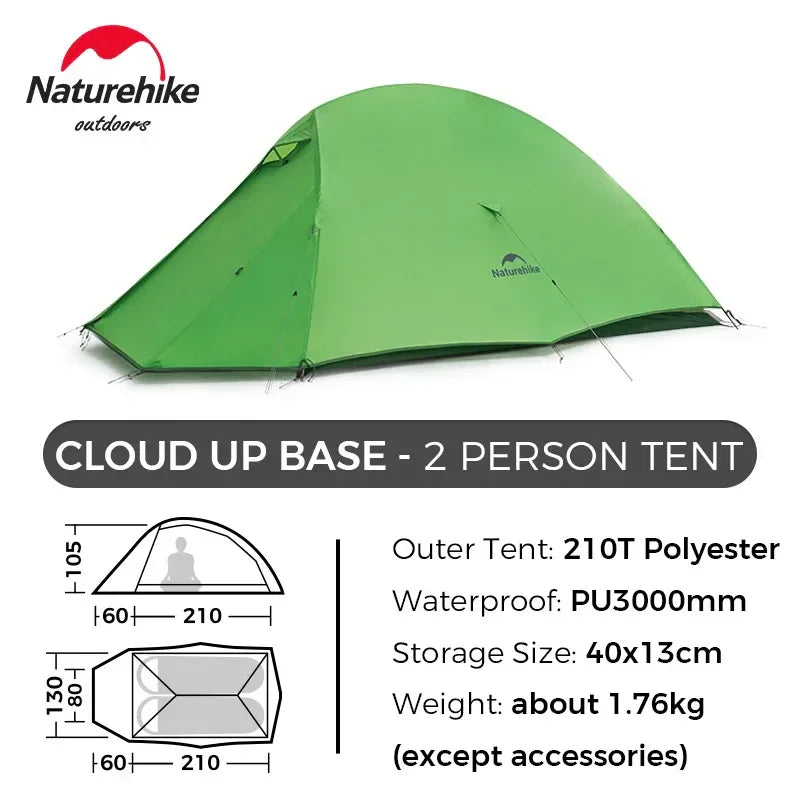 Naturehike Upgraded Cloud Up 2 Person Tent Outdoor Camping Tent Ultralight Waterproof Tent Free Standing Hiking Backpacking Tent