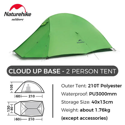 Naturehike Upgraded Cloud Up 2 Person Tent Outdoor Camping Tent Ultralight Waterproof Tent Free Standing Hiking Backpacking Tent