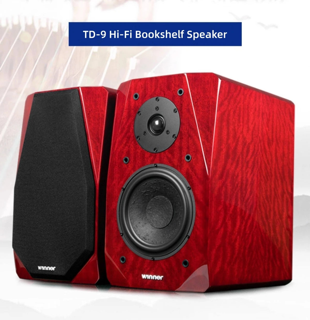 Winner TD-9 Passive Bookshelf Speakers with Wooden Cabinet, 2.0 Hi-Fi Audiophile Stereo System for Home Audio