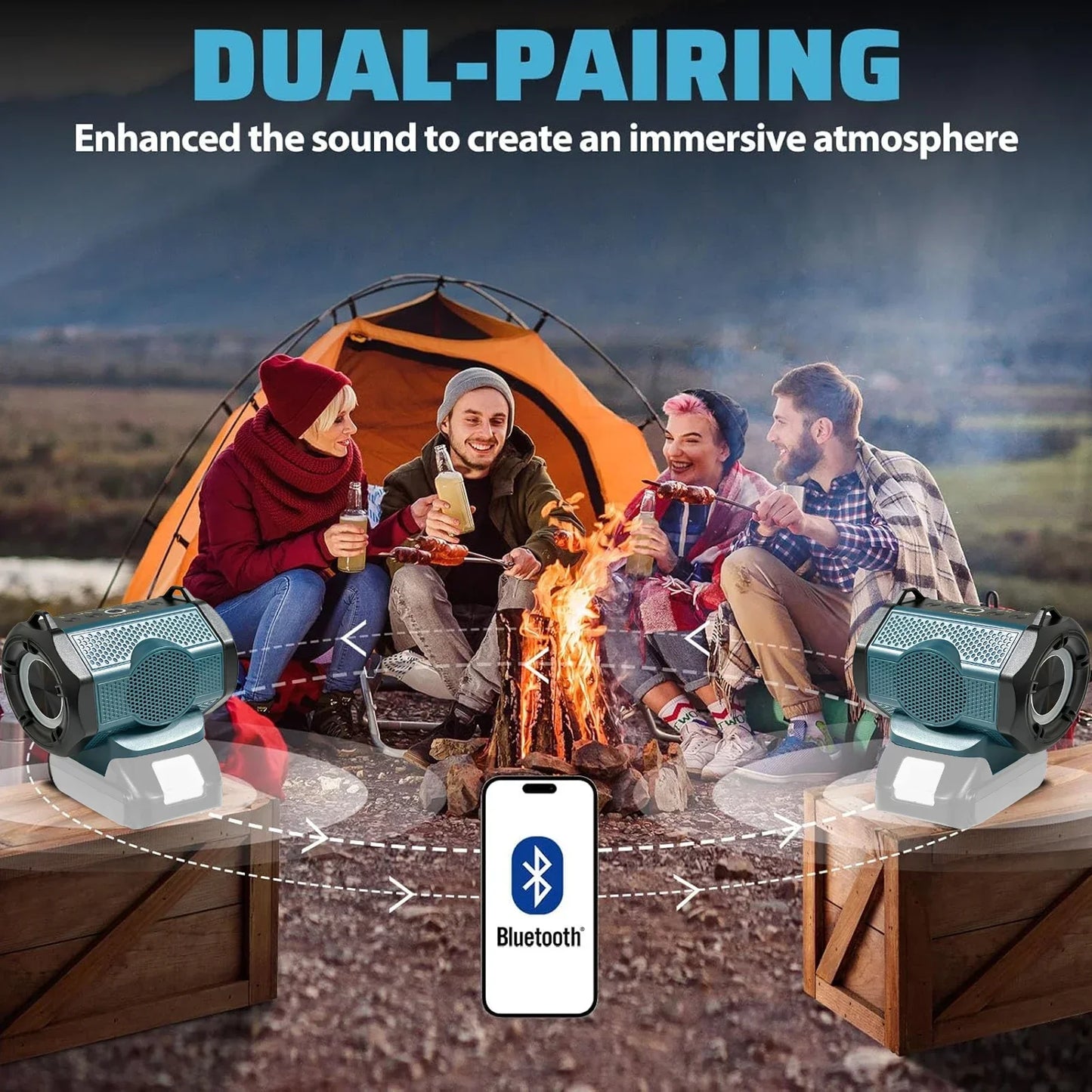Makita Bluetooth Speaker For Milwaukee/Dewalt 18V 20V Battery With USB Type-C Port Charge Player Loudspeaker Amplifier