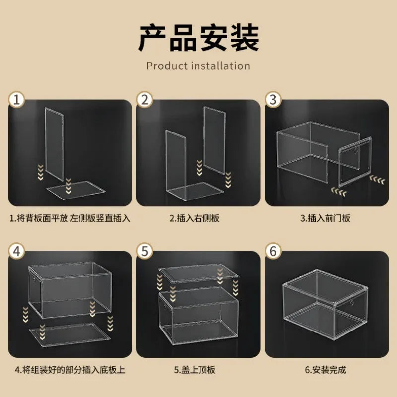 Shoe box, hard box, magnetic suction, front side opening storage, transparent acrylic bag, hand-held storage box, shoe cabinet
