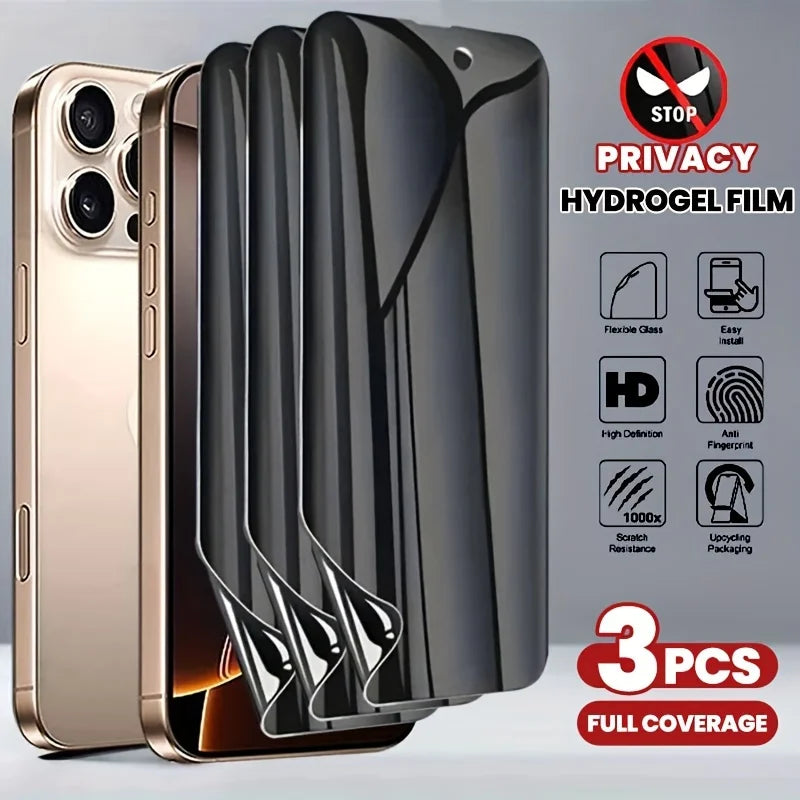3Pcs Anti Spy Soft Hydrogel Screen Protector Film for iPhone 16 15 Pro Max 14 13 12 11 Pro Max Plus X XS Max XR Protection Film by PDG ibma