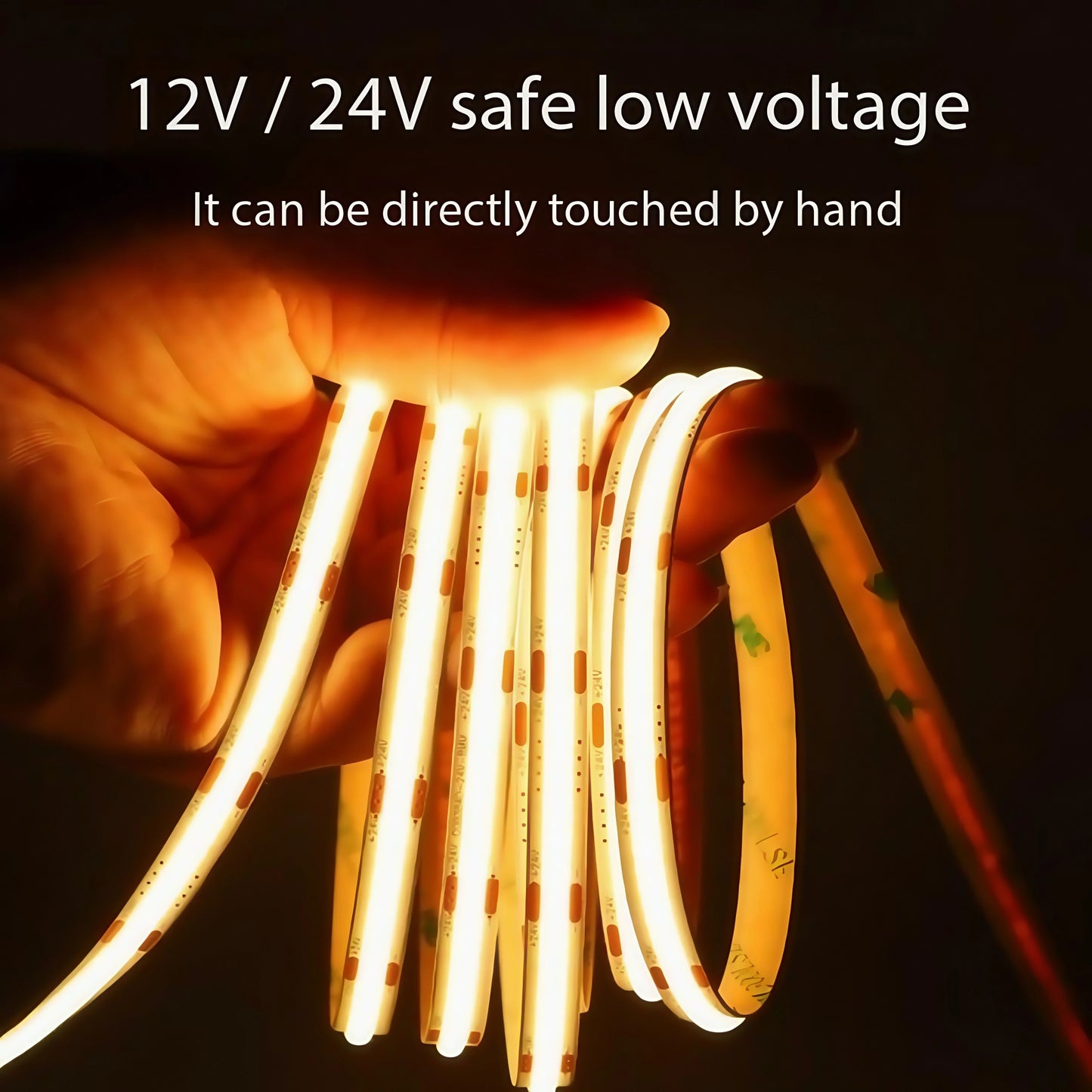 DC 12V 24V FOB COB Strip 320Leds/M High Density RA90 White 3000K 4000K 6000K IP21 Flexible Ribbon Rope LED Light