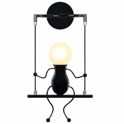 Humanoid Creative Wall Light Modern Simple Little Man Bedside Lamp Sconce Indoor Decor Hanging Lighting for Children Bedroom LED