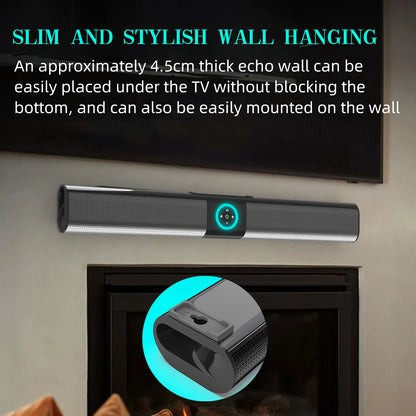 HOMEFISH BS-20  RGB Ambient Light Bluetooth Speaker 6 EQ Sound Effects 4 Speakers Supports TF, USB, AUX, RCA, Bluetooth, FM