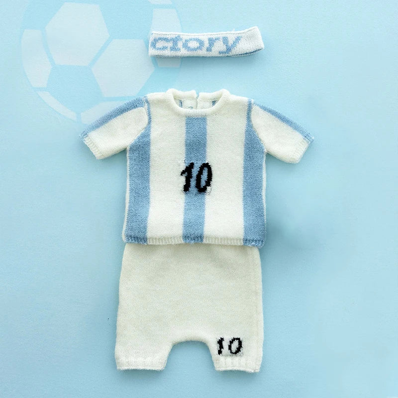 Football Baby Theme Newborn Photography Props Sports Soccer Boy Outfits Infant Top+Pants Set Studio Shooting Photo Accessories