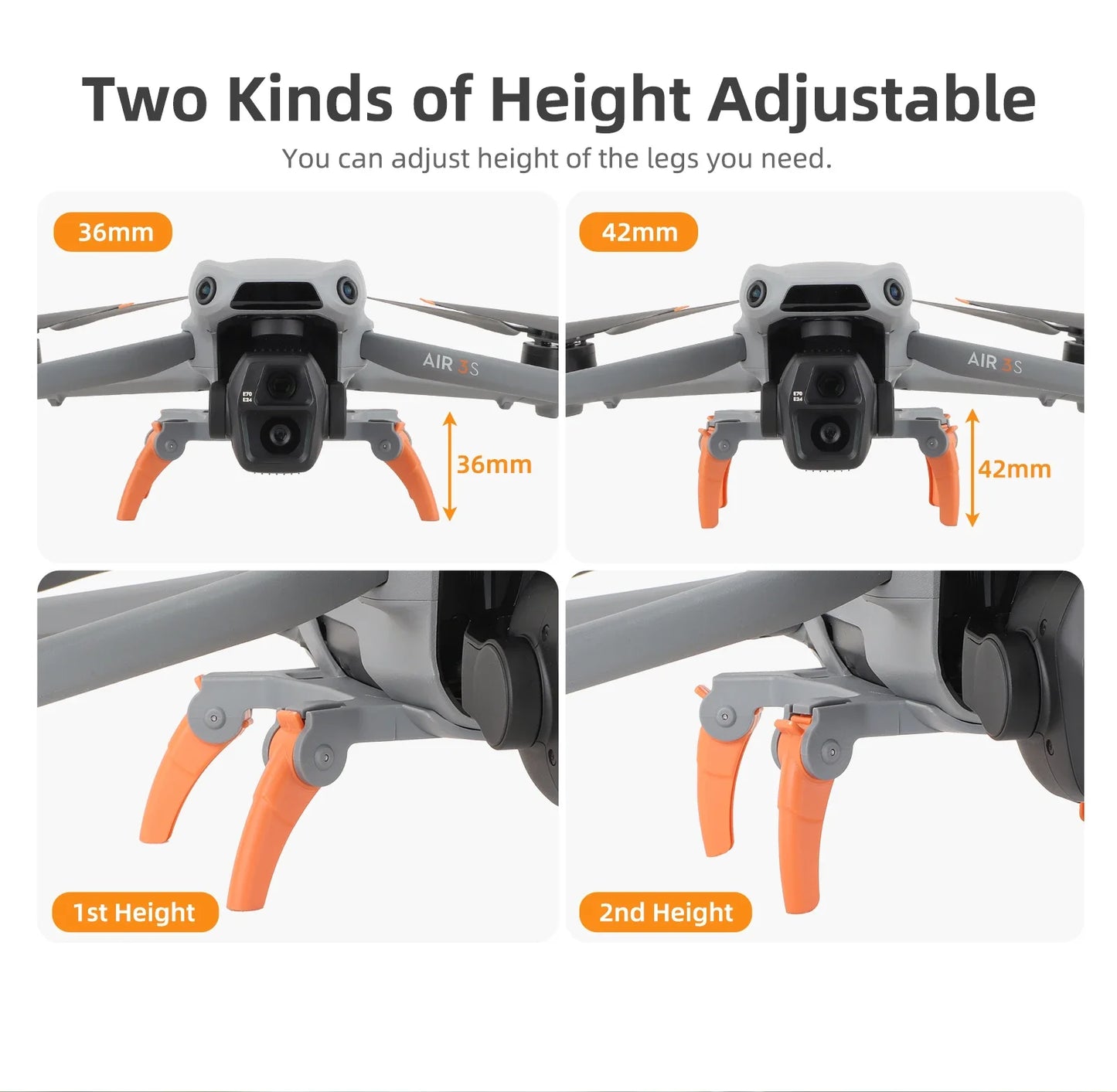 Foldable Landing Gear For DJI Air 3S/Air 3 Height Increasing Leg Extension Protector For DJI Air 3S/Air 3 Drone Accessories