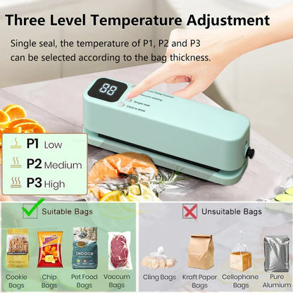 Plastic Bags Sealer Food Packaging Bag Sealing Machine Mini Sealer Portable Heat Bag Sealer Rechargeable Food Bag Thermal Sealer
