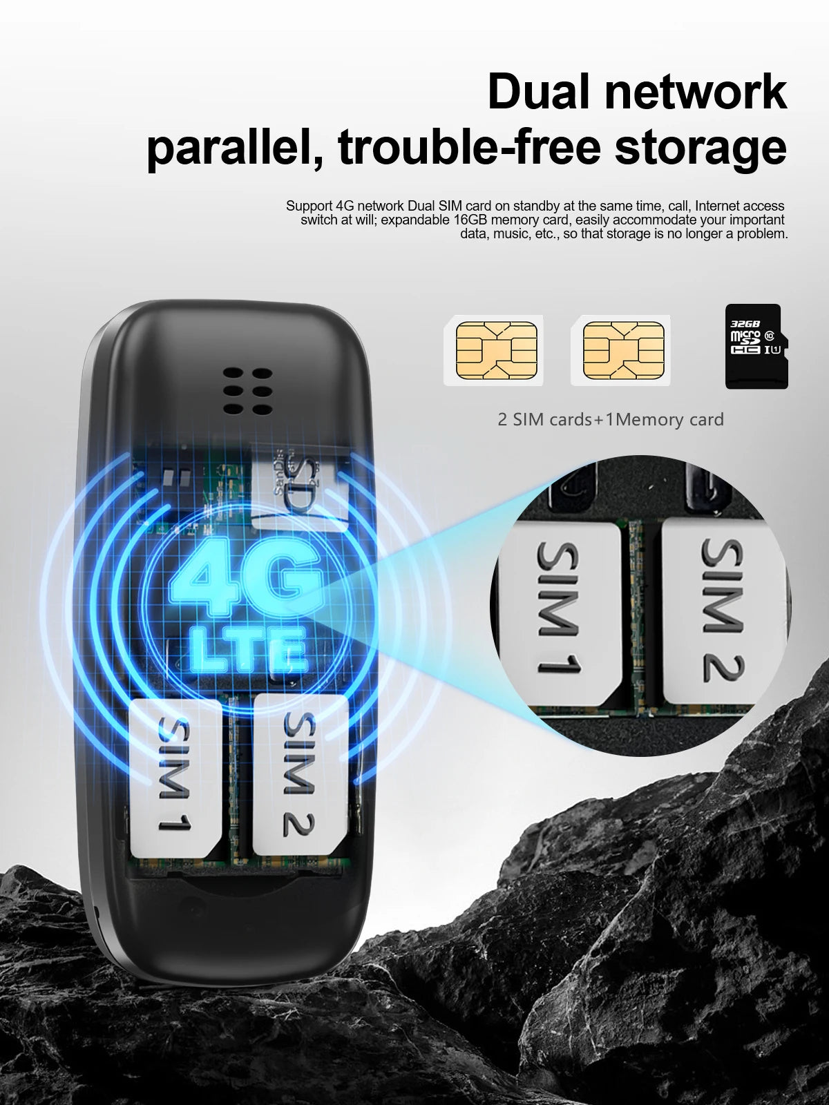SERVO BM10 Mini Mobile Phone 2G GSM/4G LTE Speed Dial Call Recording MP3 Player Blacklist Dual SIM Standby Smallest Cellphones