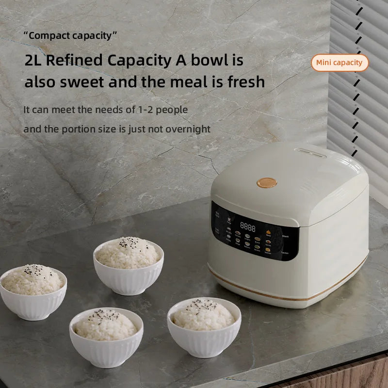 DIVEDEER 2L Electric Rice Cooker Non-stick Pot Smart Features Reservation Keep Warm Functions Perfect for 1-2 Person Households