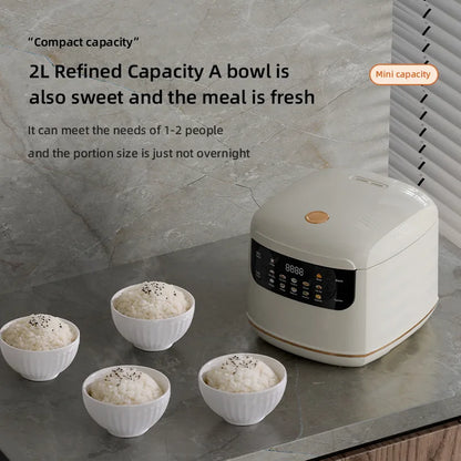 DIVEDEER 2L Electric Rice Cooker Non-stick Pot Smart Features Reservation Keep Warm Functions Perfect for 1-2 Person Households