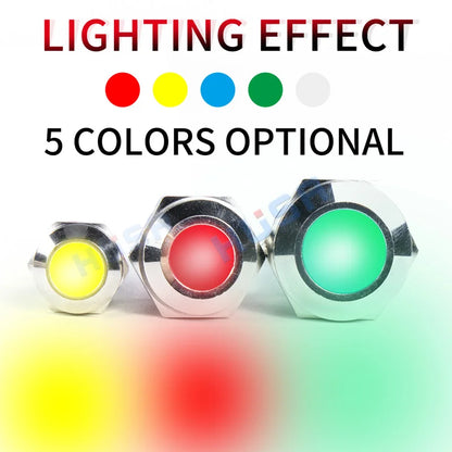 1pcs Alumina LED Warning Indicator Light Signal Lamp Pilot Wire 3-6 12-24 220V 6/8/10/12/16/19/22mm Power Waterproof IP65 Black