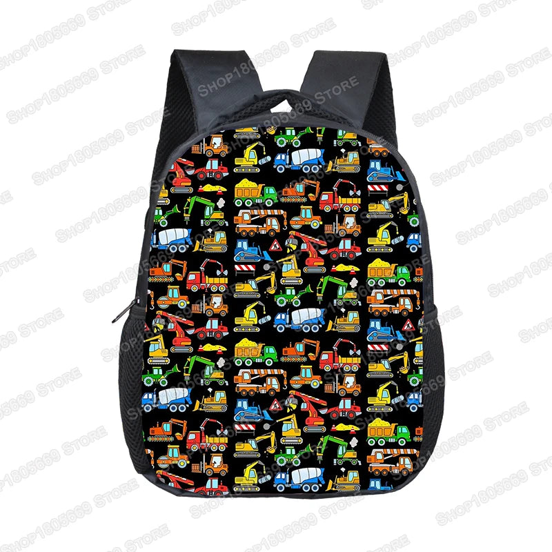 Truck/Ambulance/Car/Tractor Backpack Children's 12 Inch Kindergarten School Bag Cartoon Printing Excavator Backpack