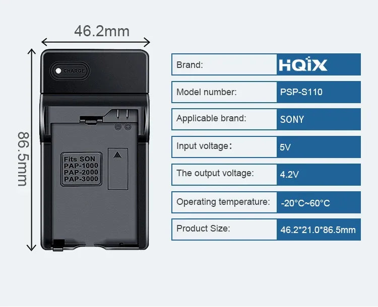 HQIX for Sony  PSP-2000 2001 2002 2003 2004 2005 2006 2007 2008 3000 3001 3002 3003 3004 Game Console PSP-S110 Charger Battery