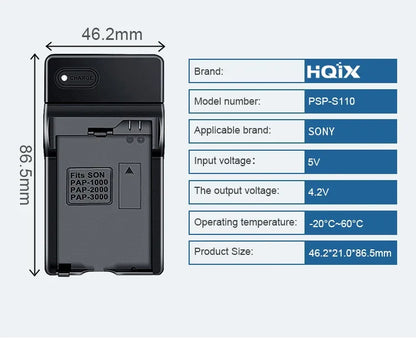 HQIX for Sony  PSP-2000 2001 2002 2003 2004 2005 2006 2007 2008 3000 3001 3002 3003 3004 Game Console PSP-S110 Charger Battery