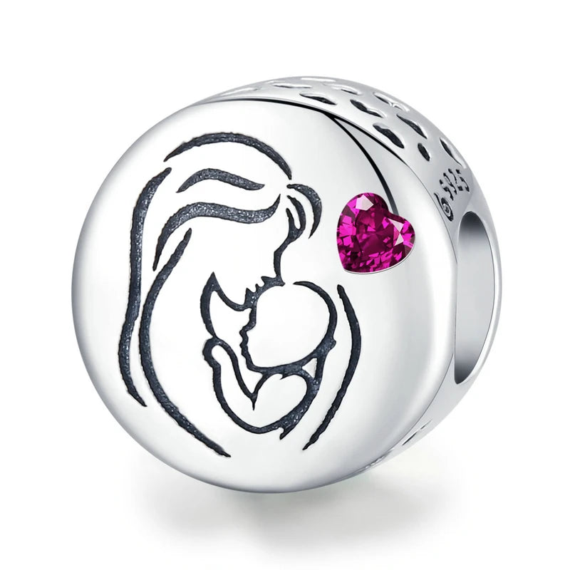 WOSTU Real 925 Sterling Silver Heart Pendents Gifts Charms Beads Fit Original DIY Bracelet Necklace Mother's Day Jewelry for Mom