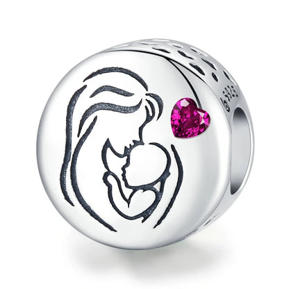 WOSTU Real 925 Sterling Silver Heart Pendents Gifts Charms Beads Fit Original DIY Bracelet Necklace Mother's Day Jewelry for Mom