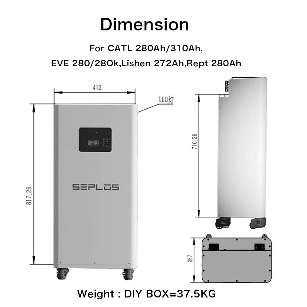 Poland 3.0 Seplos Case BMS Lifepo4 Battery 48V 280AH 304AH 310AH 320AH Power Bank 2A Balancer Rechargeable Solar