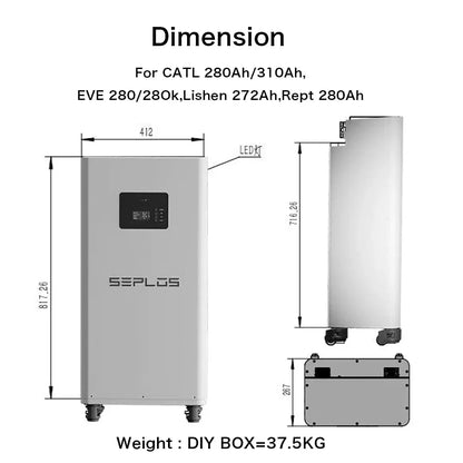 Poland 3.0 Seplos Case BMS Lifepo4 Battery 48V 280AH 304AH 310AH 320AH Power Bank 2A Balancer Rechargeable Solar