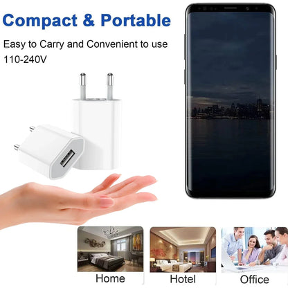 5V/1A Mini EU Plug Charger USB Mobile Phones Charger USB-C Quick Charger Wall Power Adapter Chargers For iPhone Samsung Xiaomi