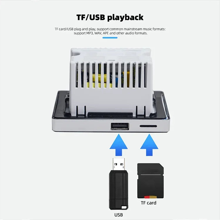2.8inch Bluetooth Wall Amplifier Touch Screen Mini Stereo Amp Home Theater Sound System Audio Support Fm Radio Aux for Residenti