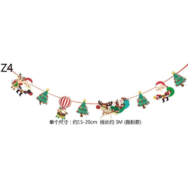 Christmas Banner Tree Ornaments Merry Decoration for Home 2025 Santa Claus Pendant Xmas Gifts New Year 2026 Flag Party Pulling