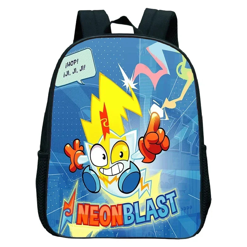 SuperThings Backpack Toddler Cartoon Schoolbag Boys Girls Kindergarten Bag Waterproof Kids Bookbag 12 Inch