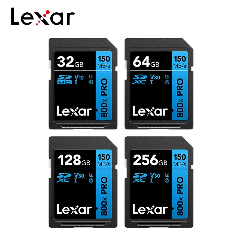 Lexar SD Card 800x Pro Read 150MB/s SDXC Flash Card 64GB 128GB 256GB V30 UHS-I SDHC 32GB Memory Card Storage Card For Camera