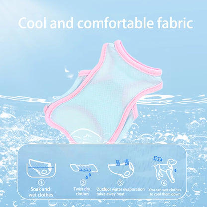 Summer Dog Clothes - Ice Silk Cooling Vest for Pets, Breathable Mesh Puppy Tank Top with Fun Animal Prints, Anti-Heat & UV Prote