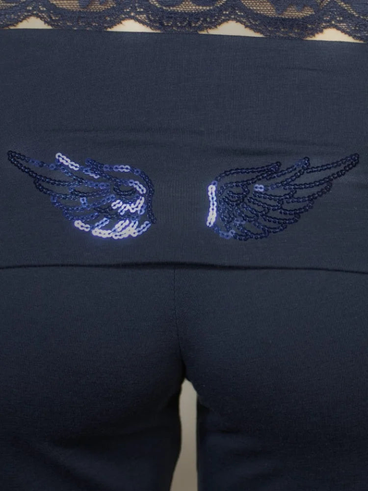 Chic Navy Blue Sequin Angle Pattern Hoodie Sweatsuit Long Sleeve Loose High Street Pullover 2025 New Lady Autumn Winter Coats