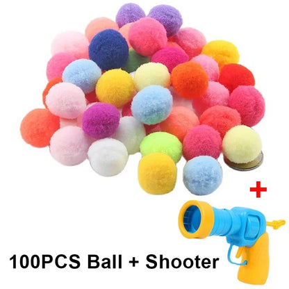 Cat Toys Automatic Ball Launcher Training Toy For Pet Kitten Creative Mini Shooting Gun Games Stretch Plush Toys Pet Supplies