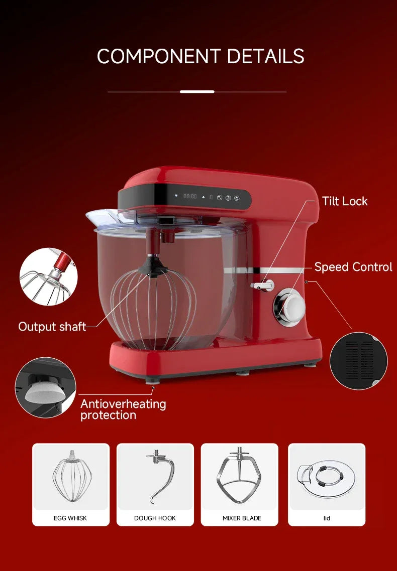Household Stand Mixer Kitchen Machine High Power Capacity 2200W 10L Cake Bread Dough Mixer Planetary Food Mixer