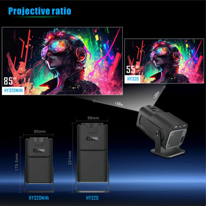 Salange HY320 MINI Android 14.0 Projector LED Beamer Home Cinema 300ANSI 720P WIFI Smart TV HD 1080P 4K Movie