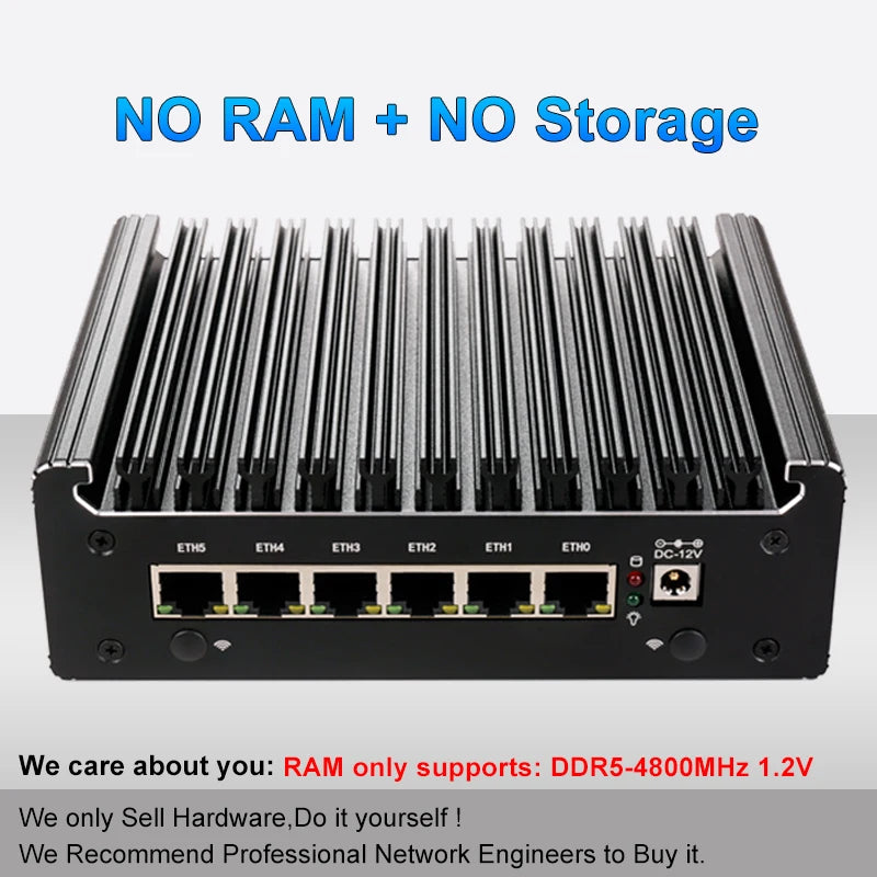Intel Pentium Gold 8505 Soft Router 6 Lans I226-V 2.5G Fanless Mini PC COM HD DP USB Type-C DDR5 SATA PfSense Firewall Appliance