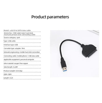 30CM SATA to USB 3.0 Adapter Cable For 2.5 inch Hard Drive HDD/SSD Data Transfer External Hard Disk Drive Converter Support UASP