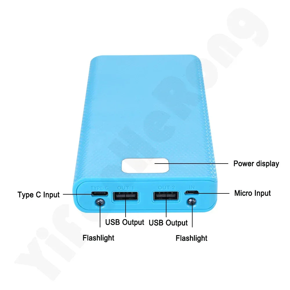 Fast Charging 18650 Power Bank 20000mAh USB Type C 5V Cases Battery Charge Storage Box Without Battery For iPhone Xiaomi Huawei