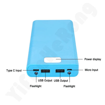 Fast Charging 18650 Power Bank 20000mAh USB Type C 5V Cases Battery Charge Storage Box Without Battery For iPhone Xiaomi Huawei